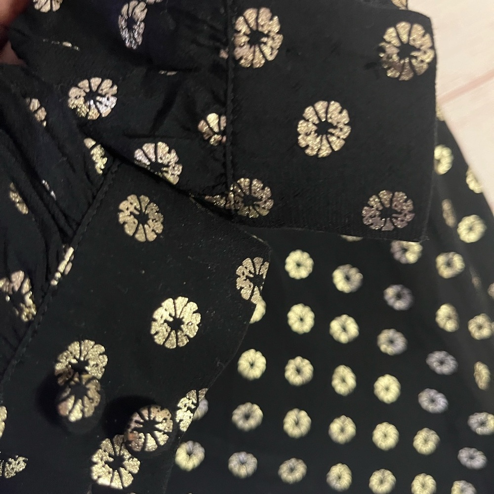Rixo Mavis Black Gold‎ Foil-Print Maxi V-Neck Dress Size XS US4 - Picture 6 of 7